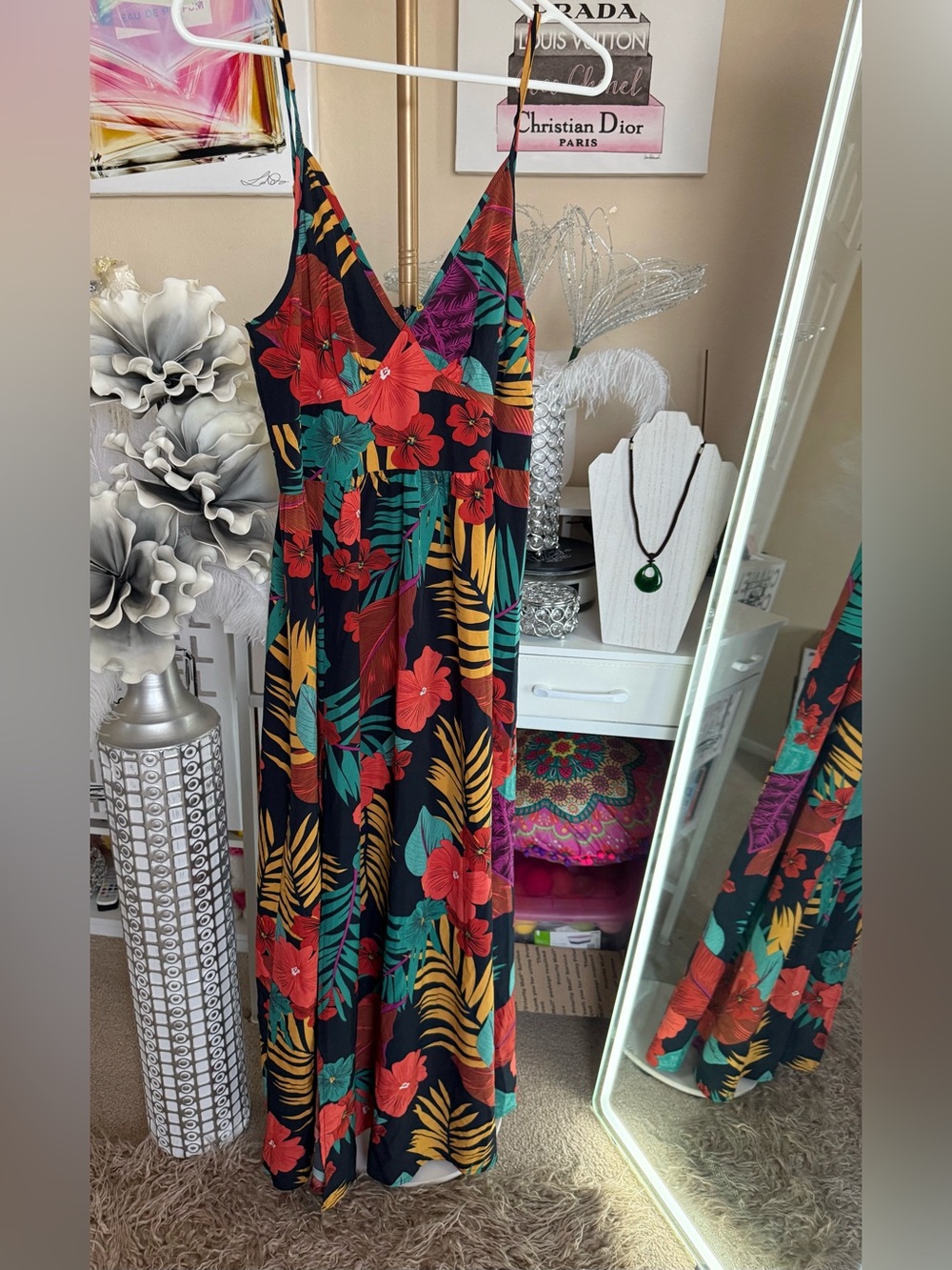 Tropical Floral Maxi Dress - Vibrant Multi-Color